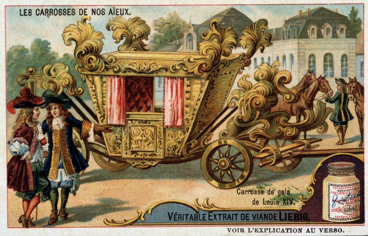 Gala carriage of Louis XIV - Liebig chromolithography, early 20th century by French School