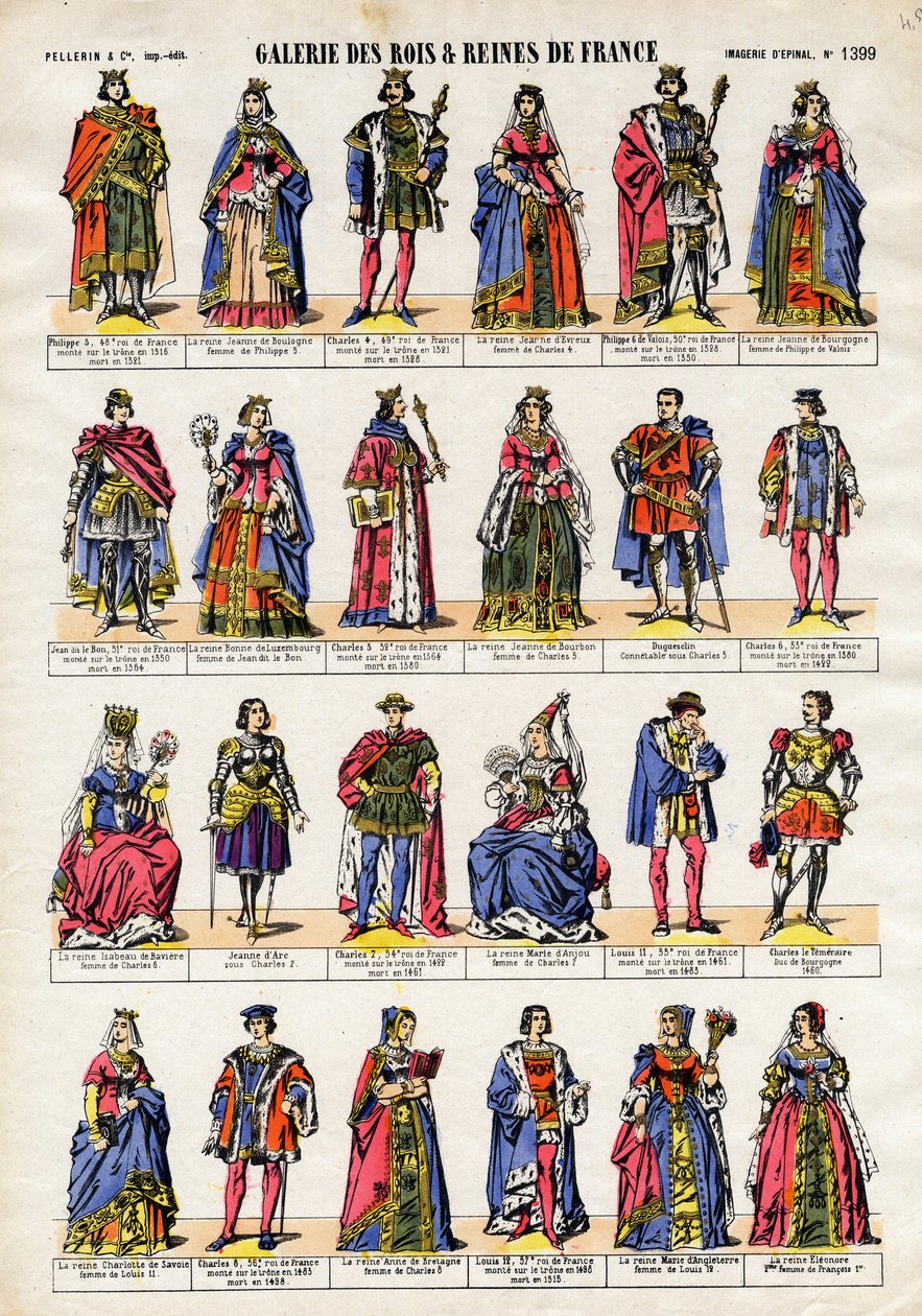 Gallery of Kings and Queens of France from Philip V to Queen Eleonore.