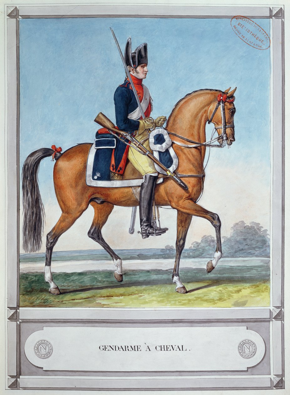 Gendarme mounted on a horse, c. 1812 by French School