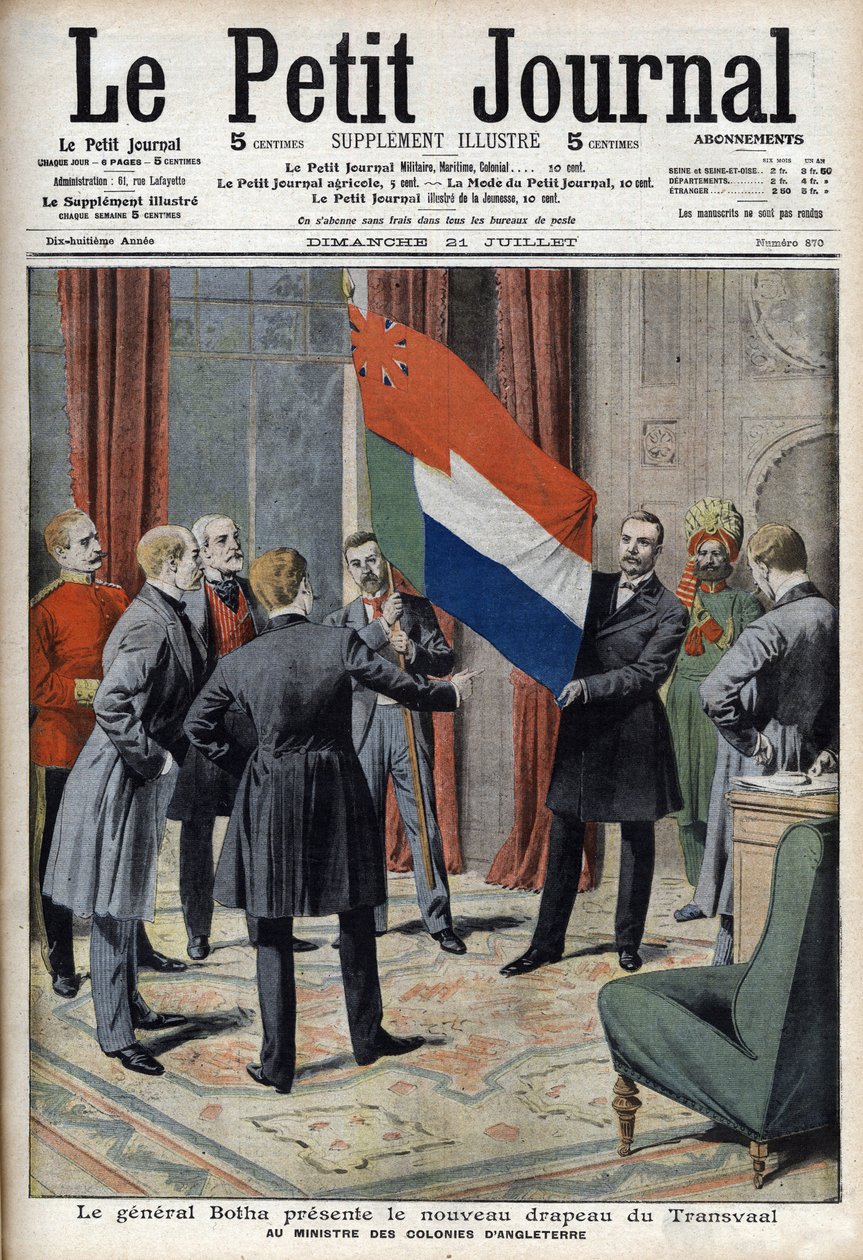 General Pieter Willem Botha Presents the New Flag of Transvaal to the English Colonial Minister Lord Elgin by French School
