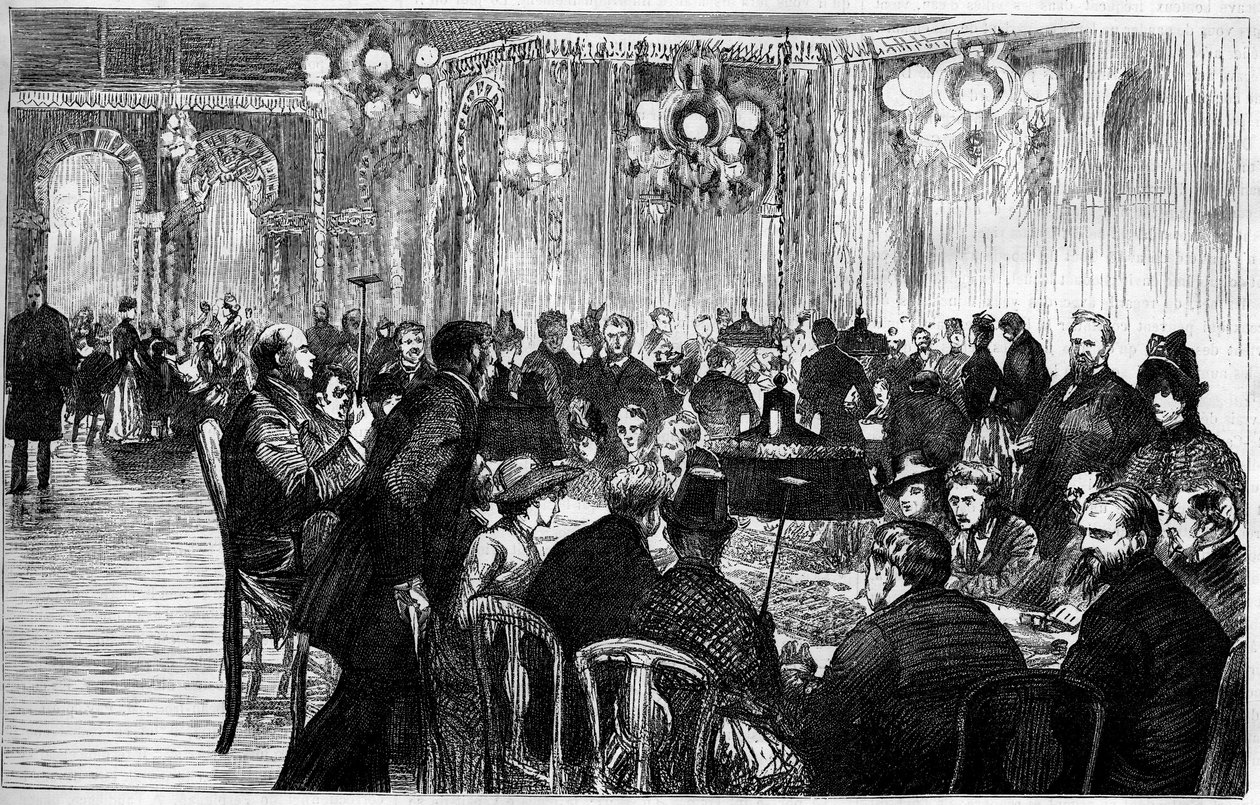 General view of the gaming room of the casino of Monte Carlo. Engraving in 