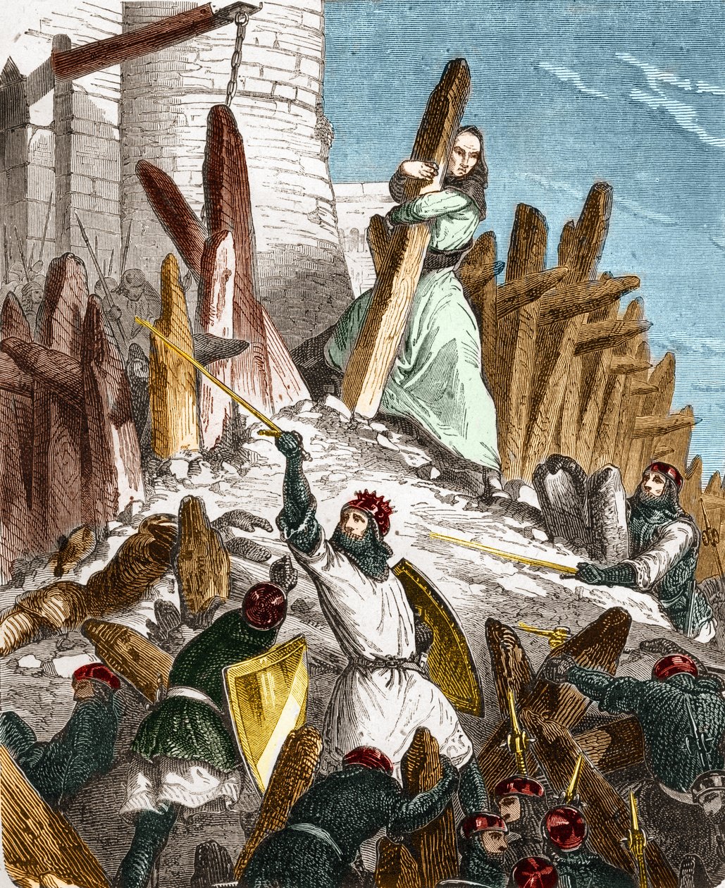 War against Hugues du Puiset by Louis the Fat: Attack of the Chateau du Puiset (located in the department of Eure-et-Loir) by the forces of the King of France Louis VI the Fat in 1118. Engraving in "Histoire De France En Cent Paintings by Paul Lehugeur by French School