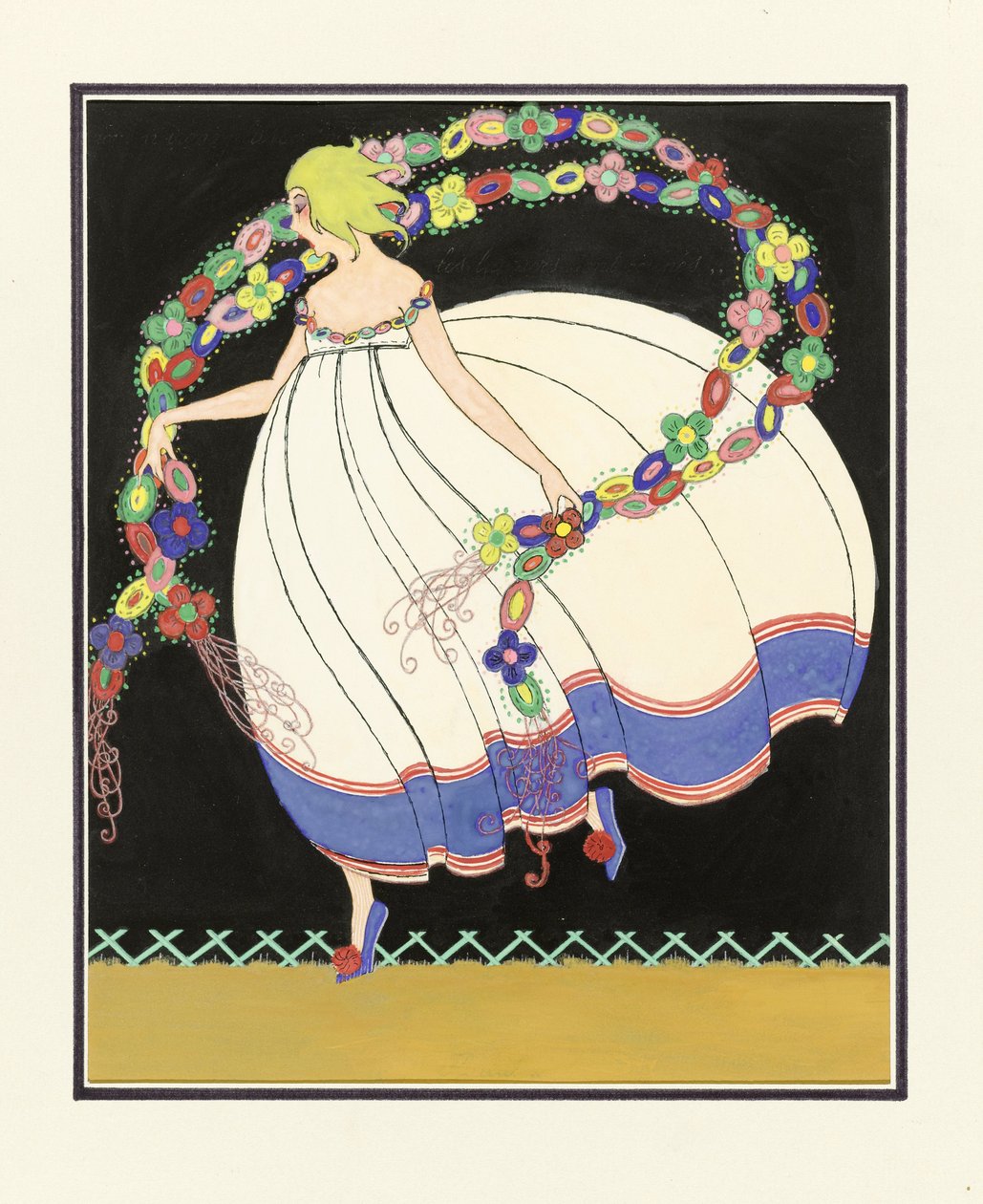 Girl Dancing with a Double Garland, 1920 by French School