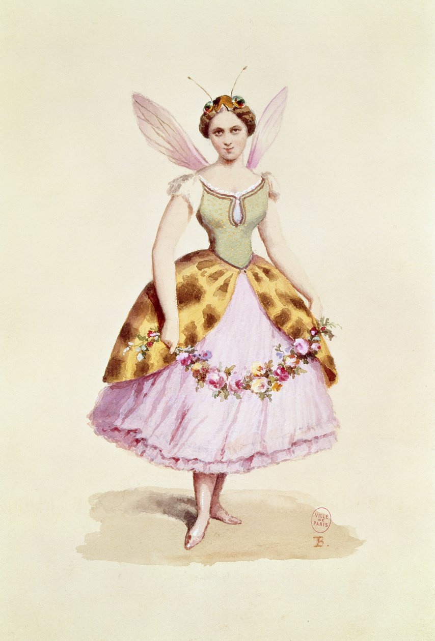 Girl in a bee costume, the Bonaparte emblem, as worn at a fancy dress party given by Napoleon III and Empress Eugenie, 9th February 1863 by French School