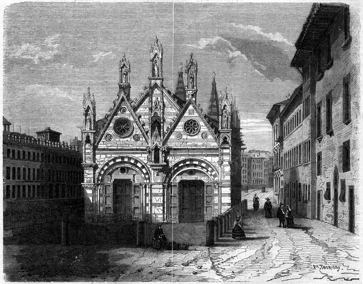 Gothic architecture: exterior view of the Church of Santa Maria della Spina (13th century-14th century) in Pisa, Italy by French School