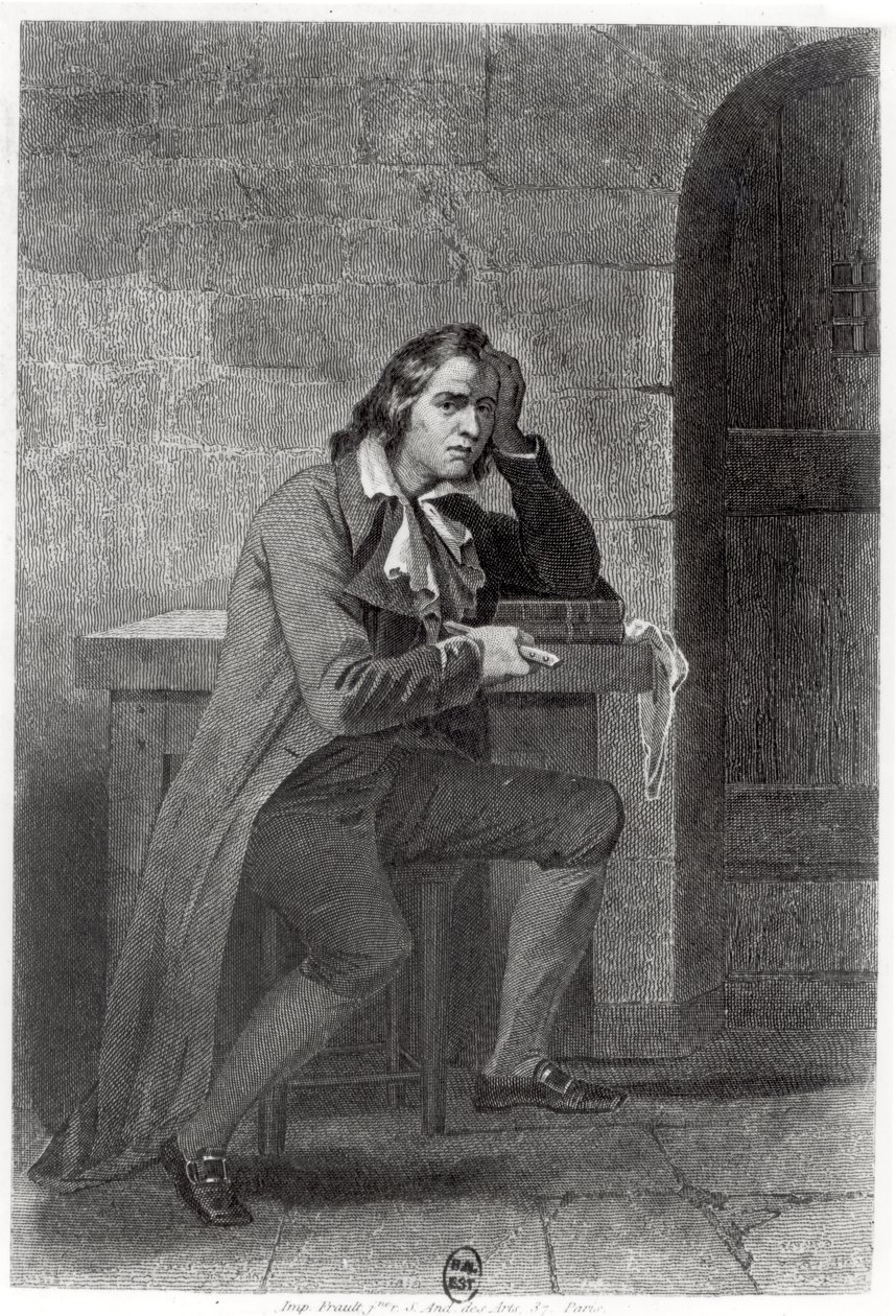 Gracchus Babeuf (1760-97) stabbing himself by French School