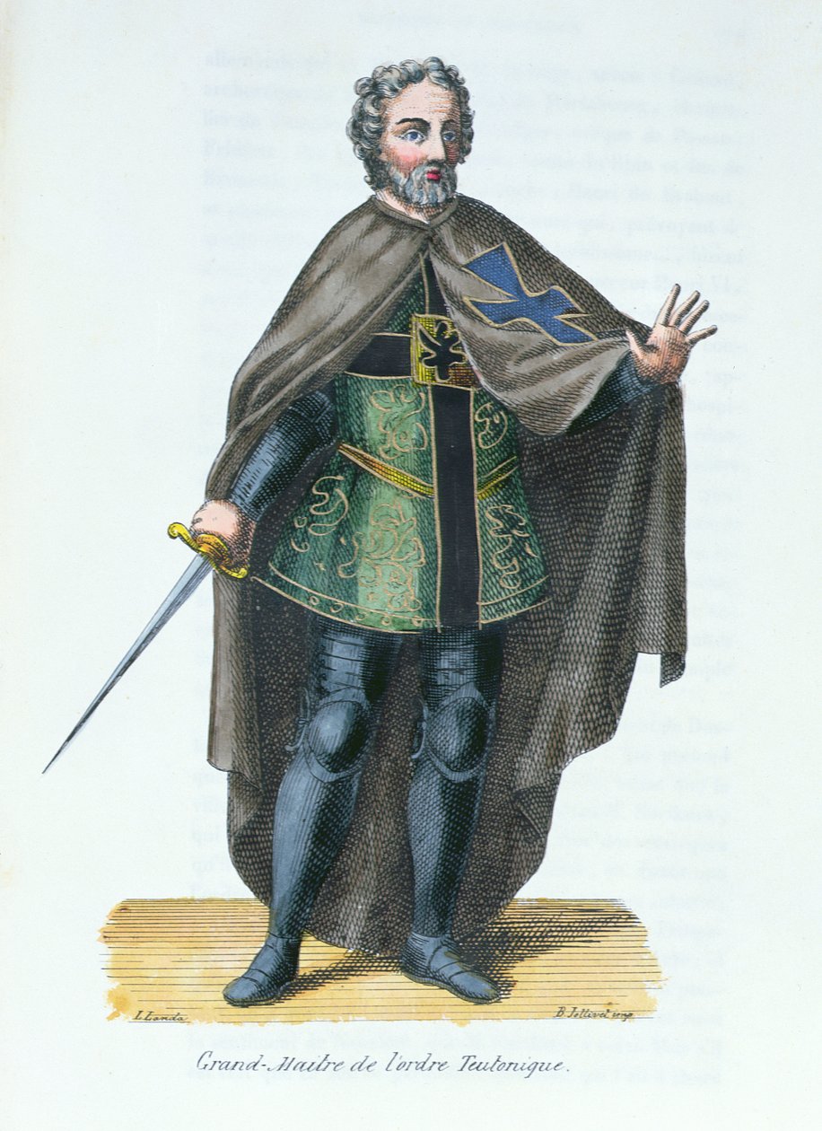 Grand Master of the Teutonic Order, Illustration from Histoire et Costumes des Ordres Monastiques by Pierre Helyot, 1842 by French School