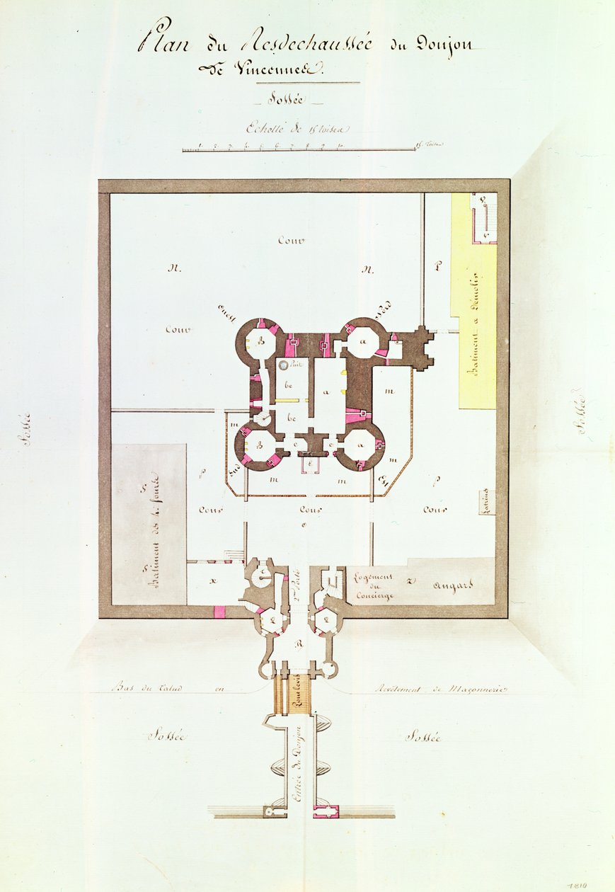 Ground floor plan for Vincennes Prison, 1810 by French School