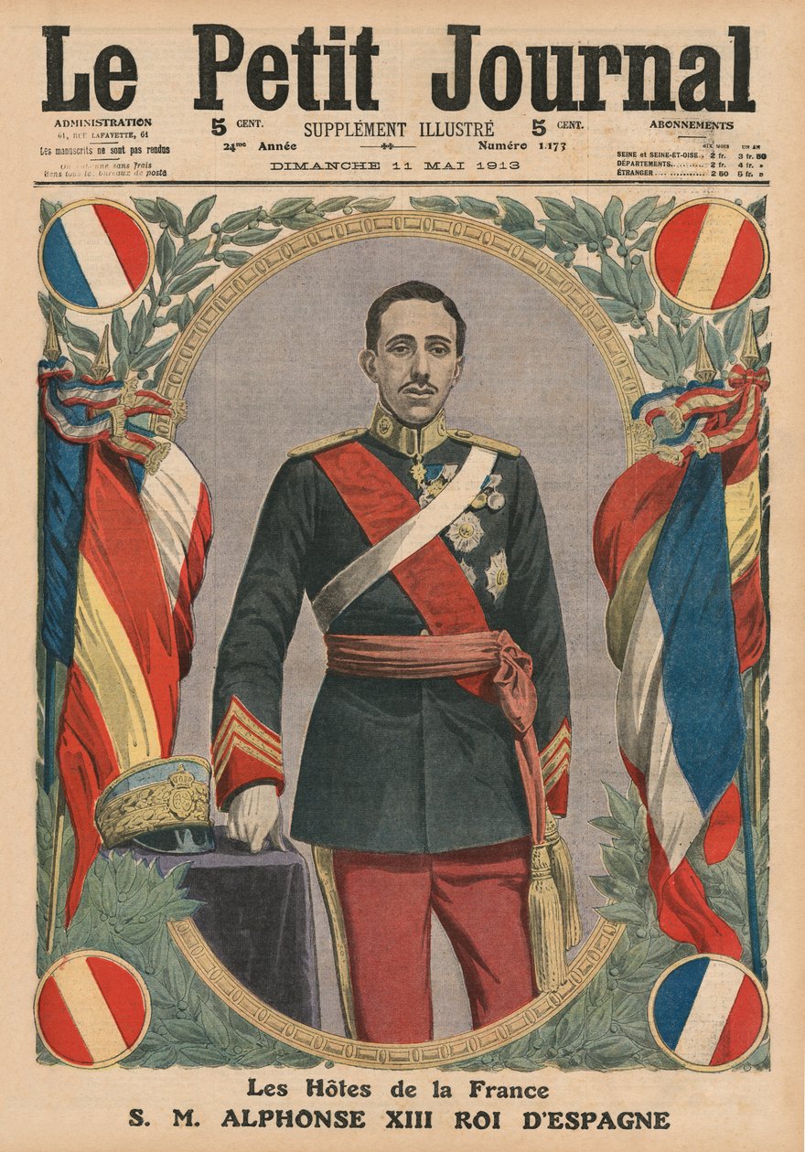Guests of France, H. M. Alfonso XIII, King of Spain, front cover illustration from 