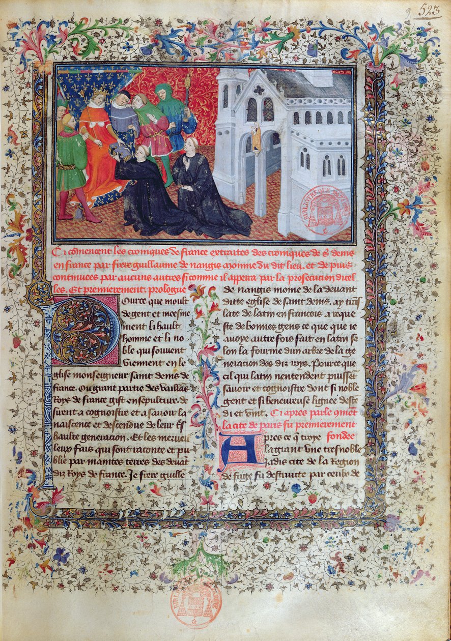 Guillaume de Nangis Presents His Book to Philippe IV (1268-1314) le Bel, King of France from 1285-1314 by French School