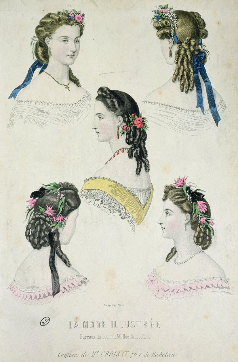 Hairstyles of Monsieur Croisat, from La Mode Illustrée, 1865 by French School