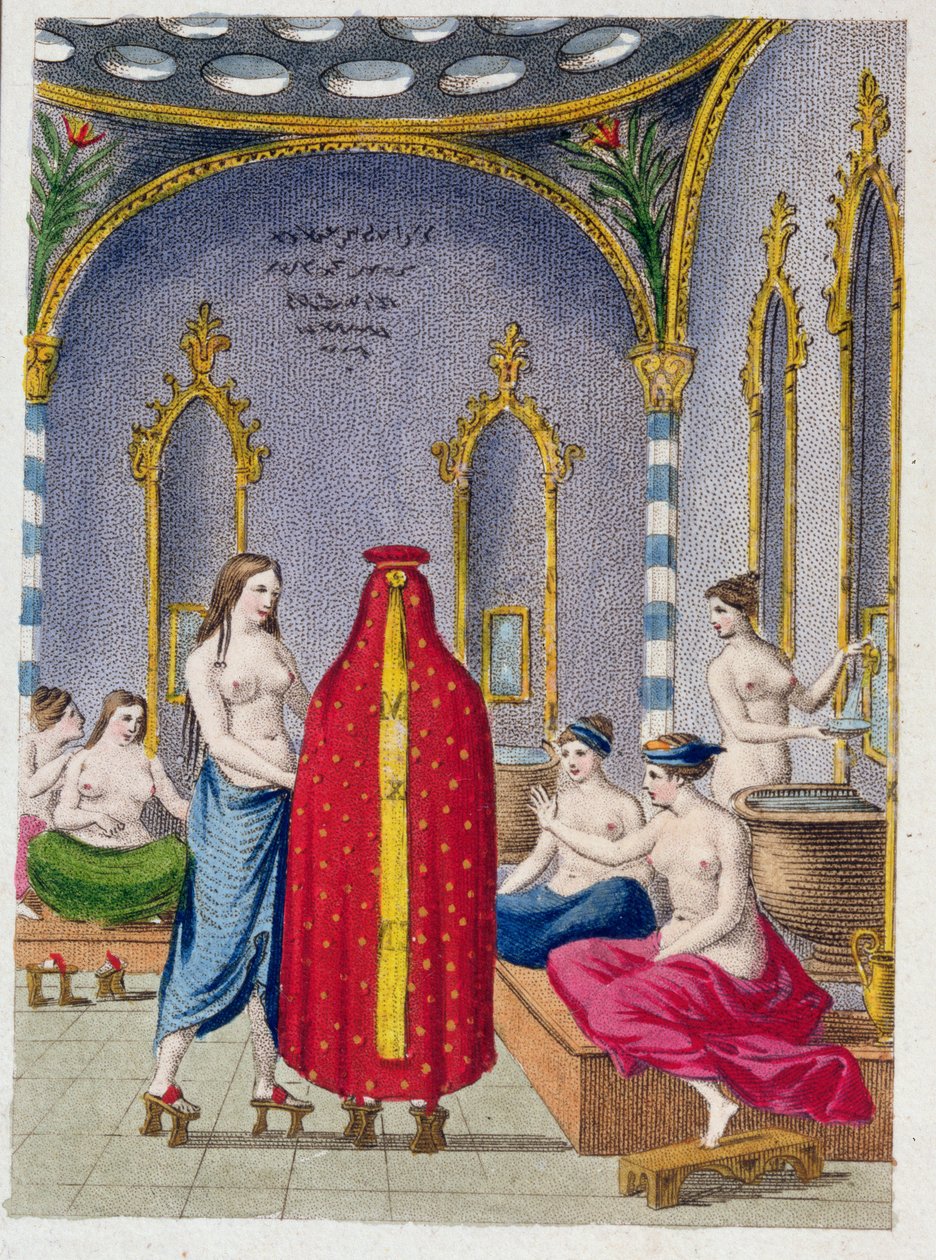 Hammam in Turkey, illustrated plate from Moeurs, usages et costumes des ottomans by A. Castellan, Paris, c.1810 by French School