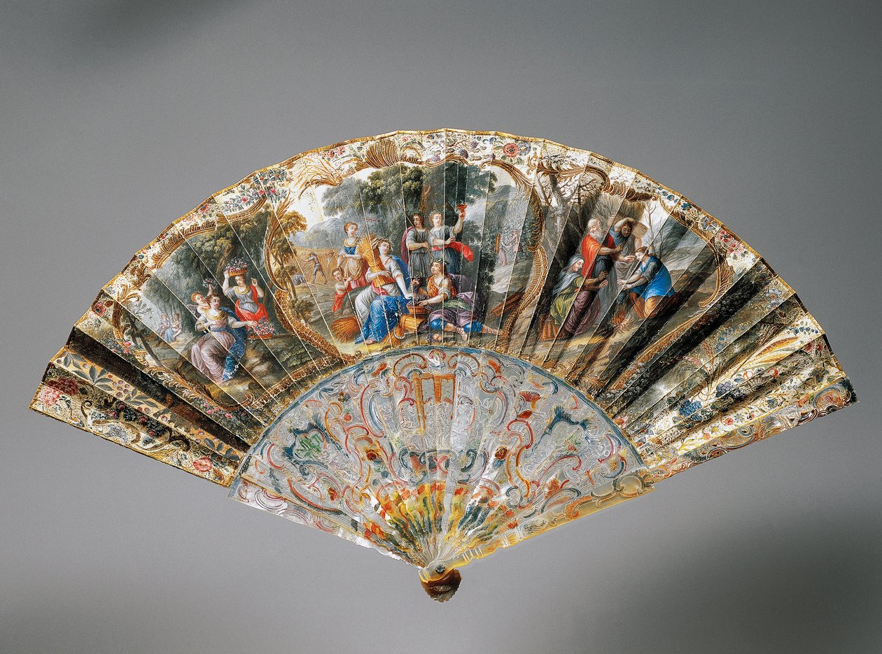 Hand fan with allegories of four seasons by French School