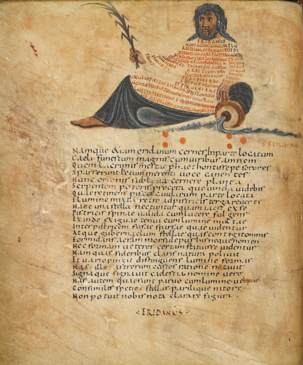 Illustration of the constellation Eridanus, and text, c.820-40 by French School
