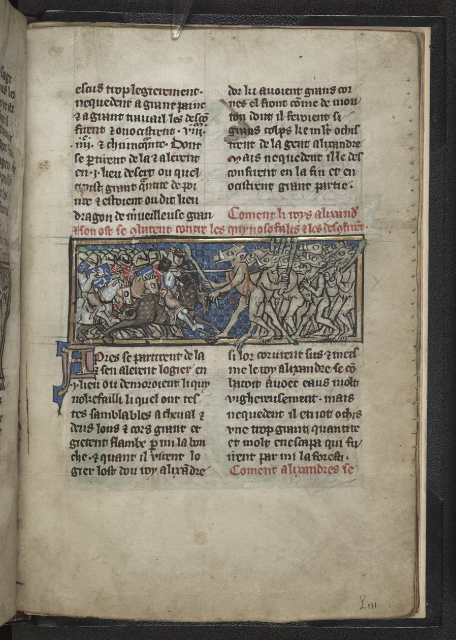Alexander combating men with the heads of horses, from 