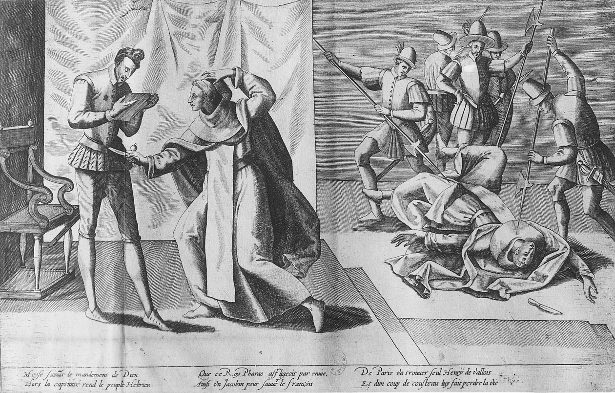 Henry III of France assassinated by Jacques Clement, 1st August 1589 by French School