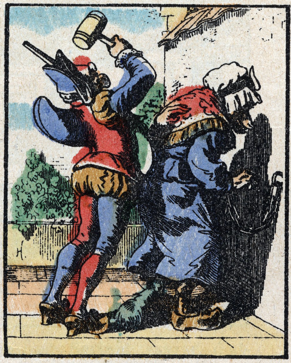 History of Dr. Pulcinella (Polichinelle). Wood Engraving of Imaging Pellerin - Epinal, Late 19th Century by French School