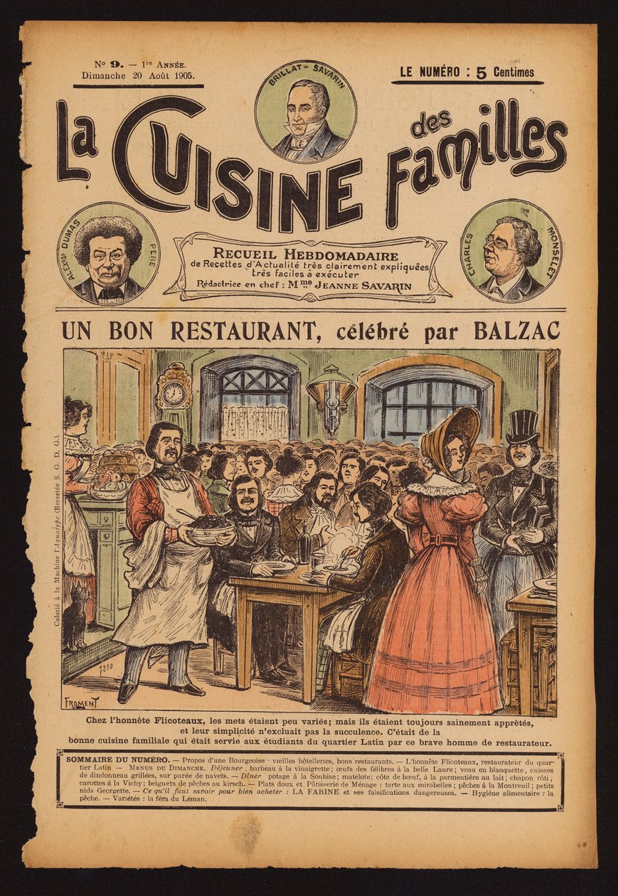 Honore de Balzac Dining at Flicoteaux, Restaurant in Paris by French School