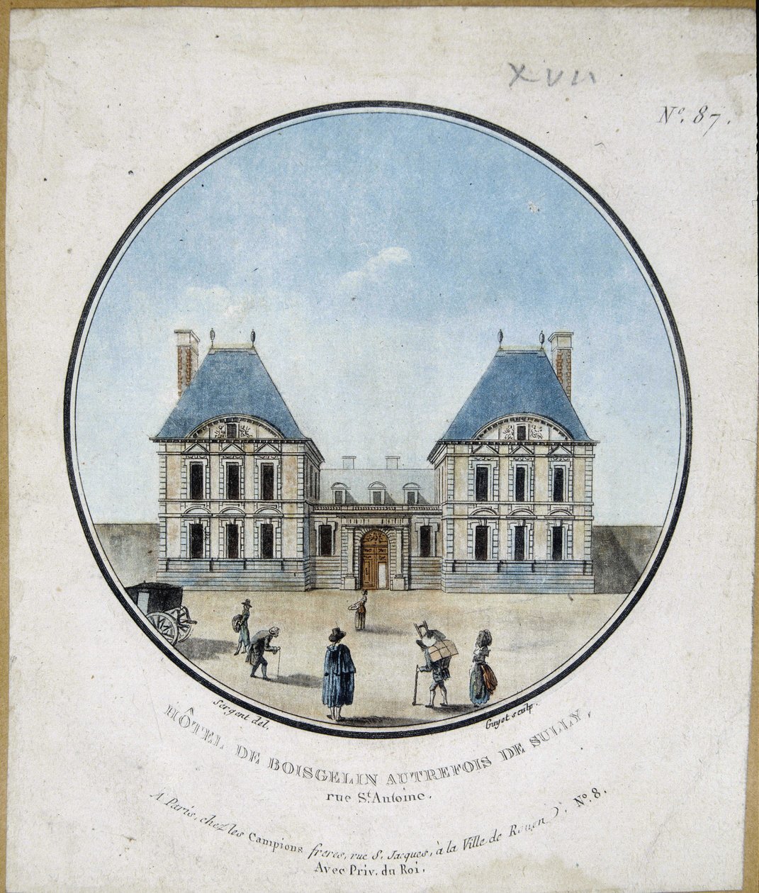 Hotel de Boisgelin, formerly of Sully - engraving by French School