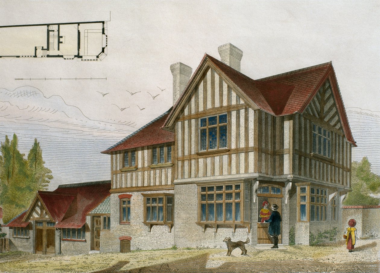 House of a Little Shopkeeper in London Area (engraved by Paul Louis Bury) by French School