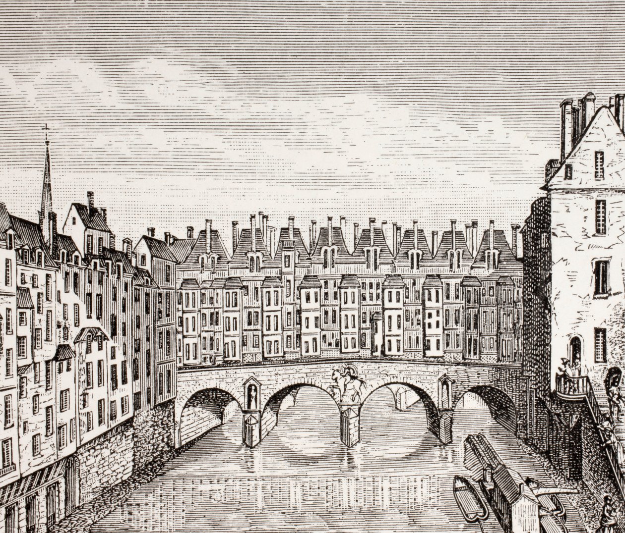Houses on the Saint-Michel Bridge, Paris by French School