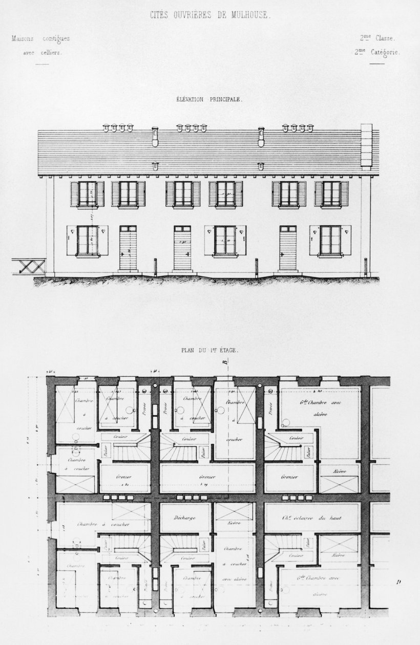 Housing development in Mulhouse, late 19th century by French School