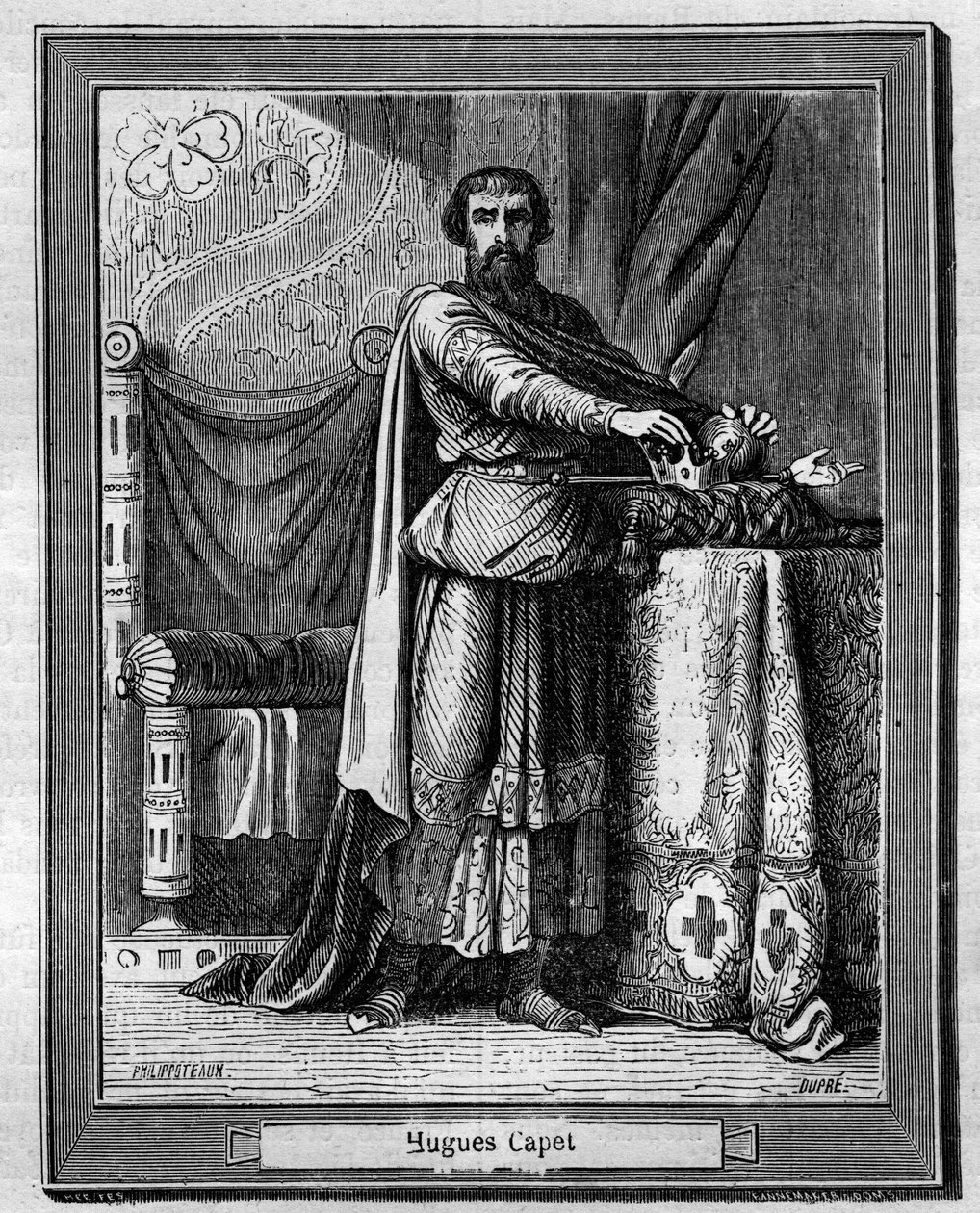 Hugues Capet (940-996) king of the Franks - Engraving in 