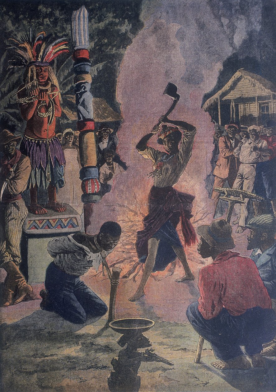 Human Sacrifice during Voodoo Ceremony, La Fayette, Louisiana, U.S.A by French School