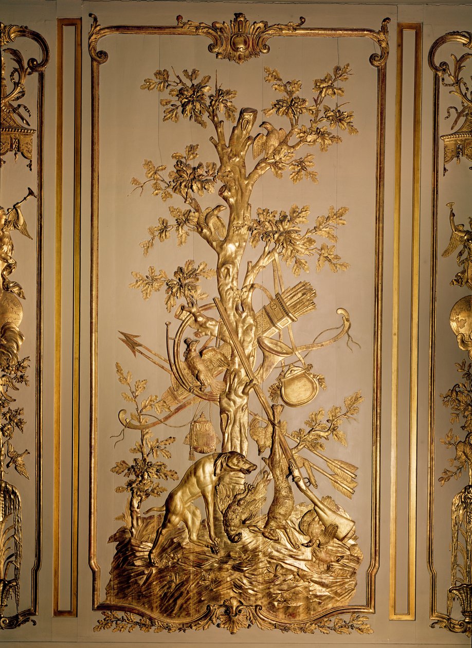 Hunting scene, wood panelling originally from the dining room of the Hotel des Etats du Languedoc by French School