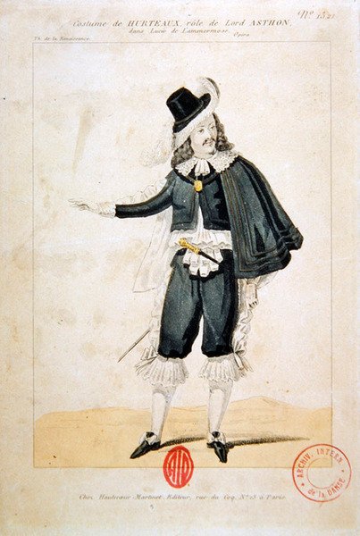 Hurteaux in the role of Lord Enrico Ashton, in the opera Lucie de Lammermoor, by Gaetano Donizetti by French School