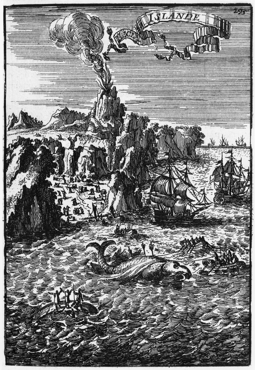 Iceland and whale fishing, illustration from Description de l