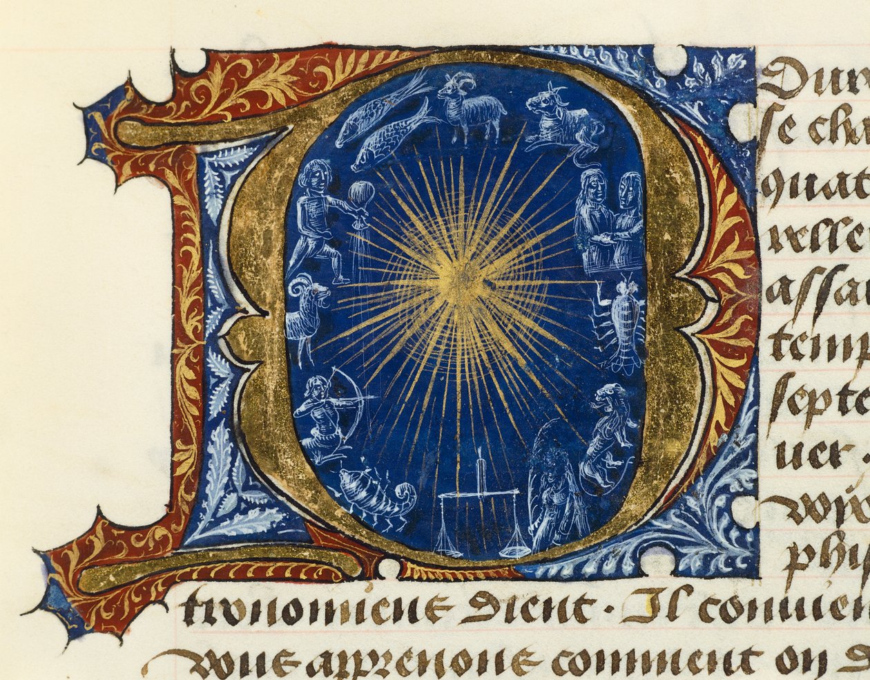 Illuminated initial capital letter D, from Treaty of Medicine Aldebrande of Florence by French School