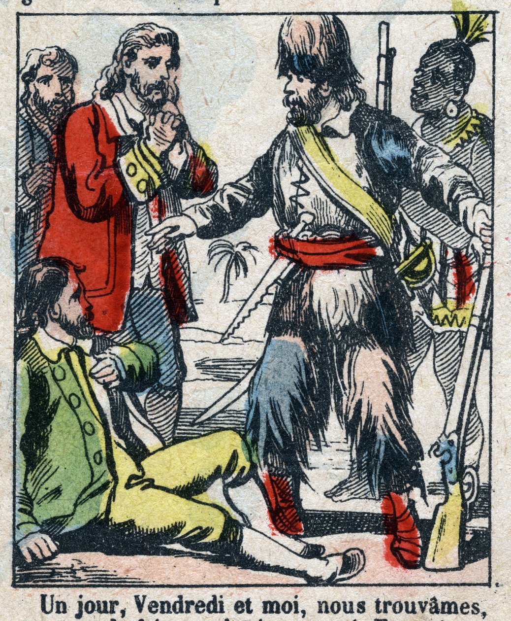 Illustration for the book by Daniel Defoe "Robinson Crusoe" by French School