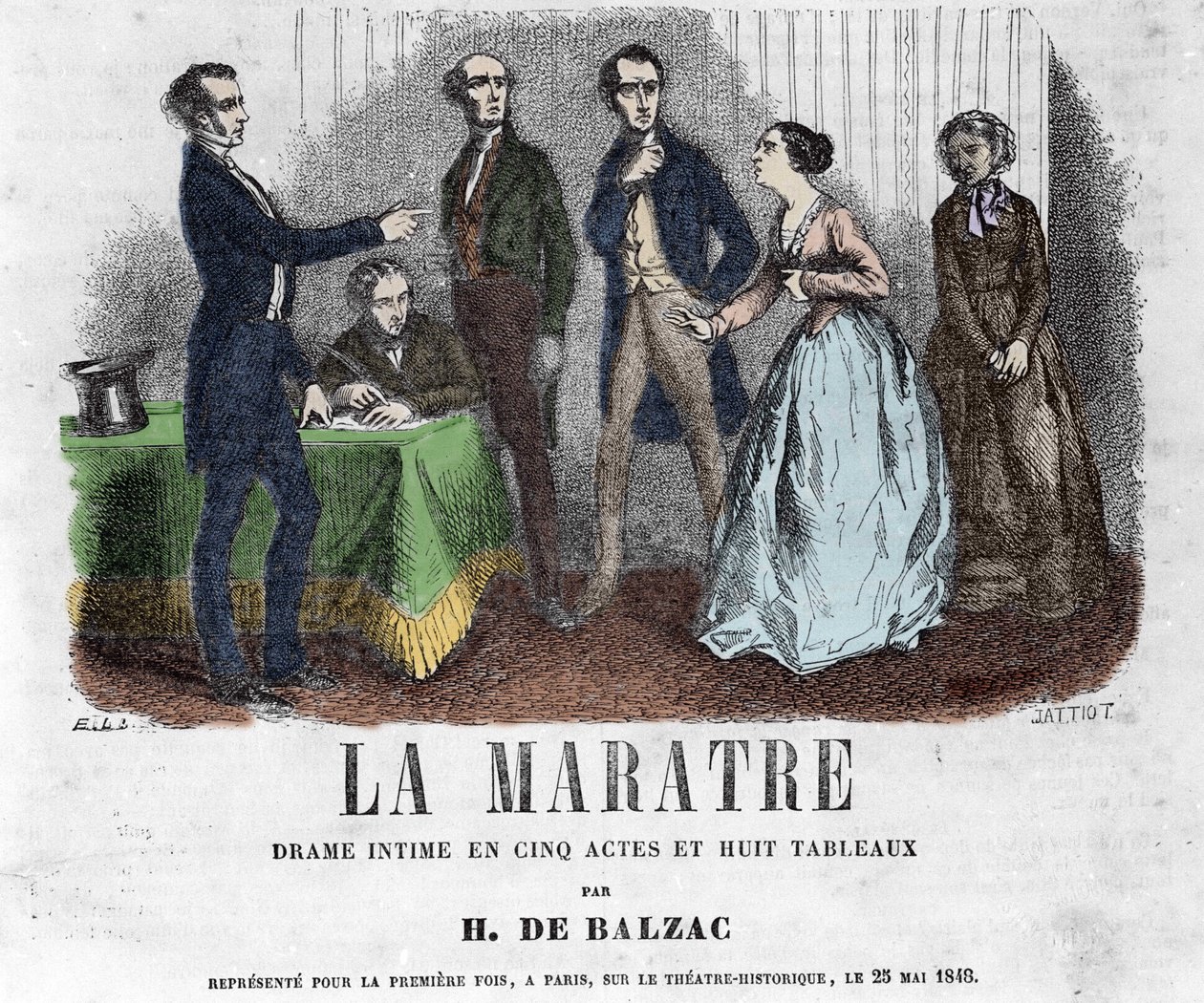 Illustration for La Maratre, drama in five acts and eight paintings written by Honore de Balzac by French School