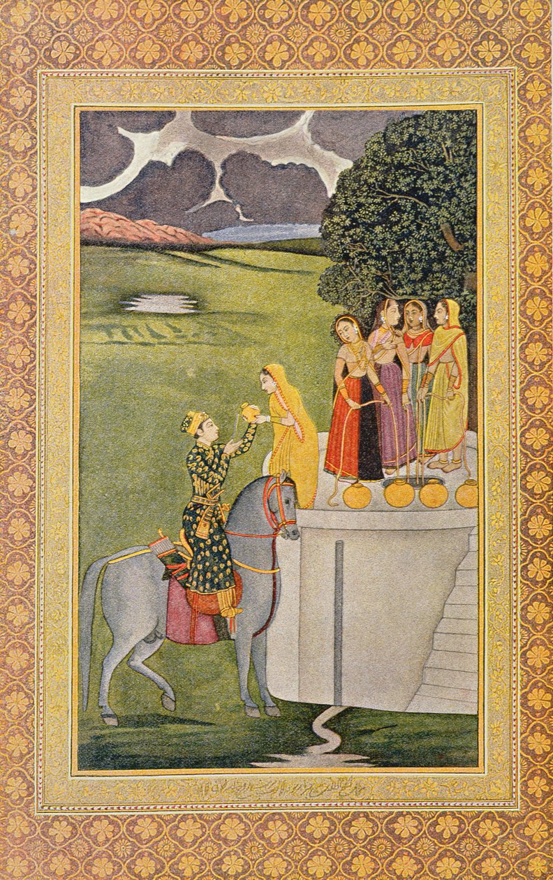Illustration for Prince Nourgilan and Face of Lily Adolescent, from The Arabian Nights, 1895 by French School