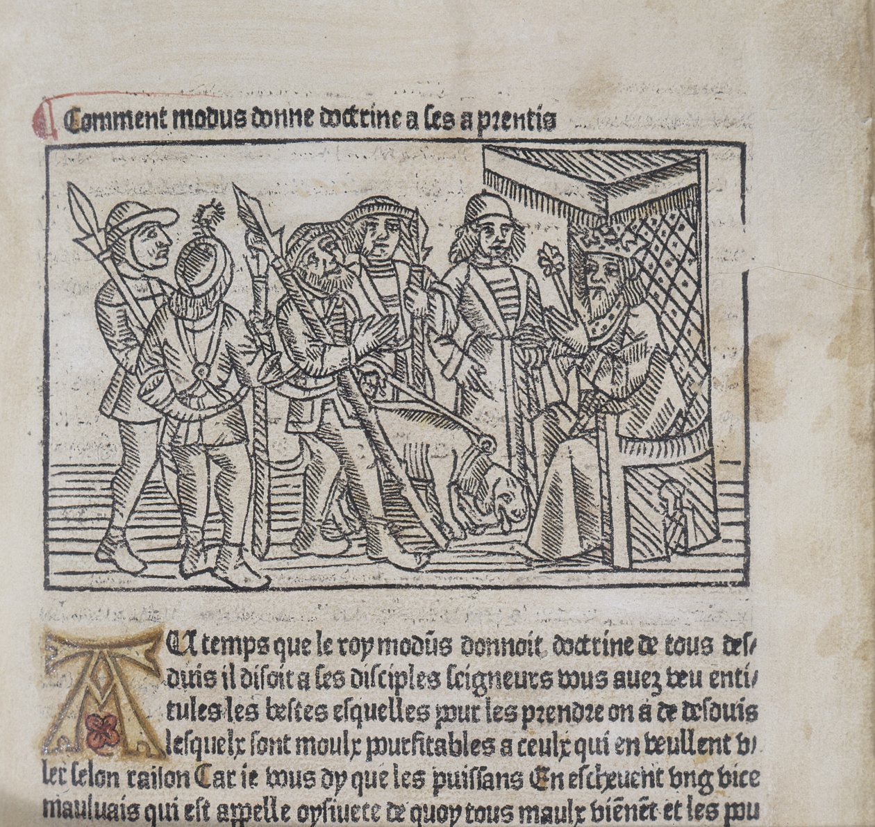 Illustration from Le Livre du Roy Modus et de la Reine Racio by Henri Ferrieres, 1486 by French School