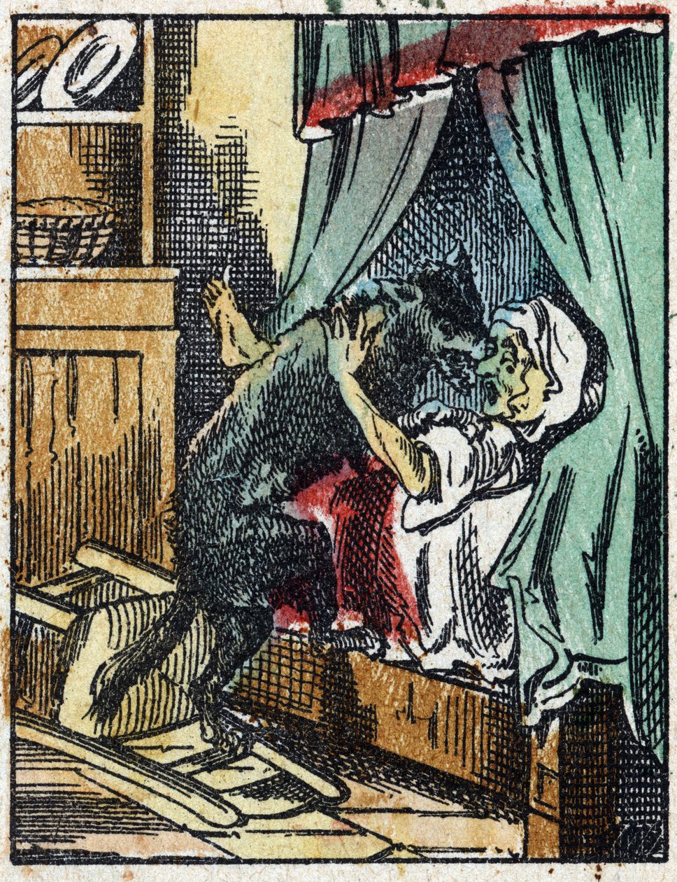 Illustration of the tale “Little Red Riding Hood” by Charles Perrault. Wood engraving from Imaging Pellerin - Epinal, late 19th century. by French School