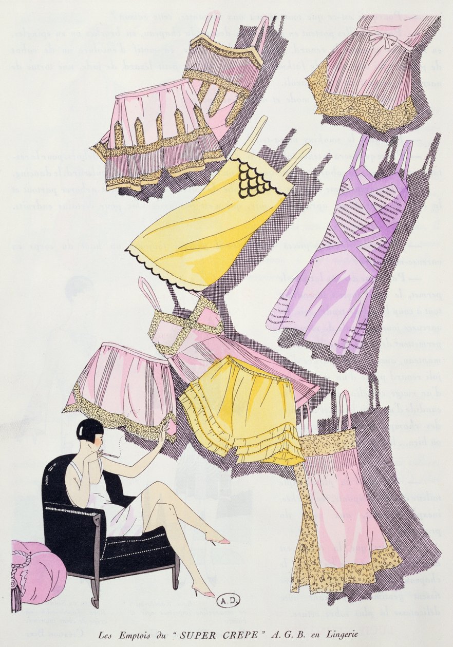 Illustrations of lingerie from the fashion magazine Art, Gout, Beaute, July 1926 by French School