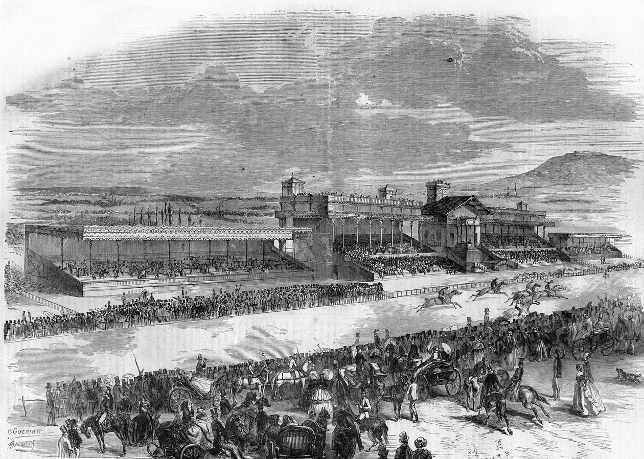 Inauguration of the horse races at the Bois de Boulogne in 1857 by French School