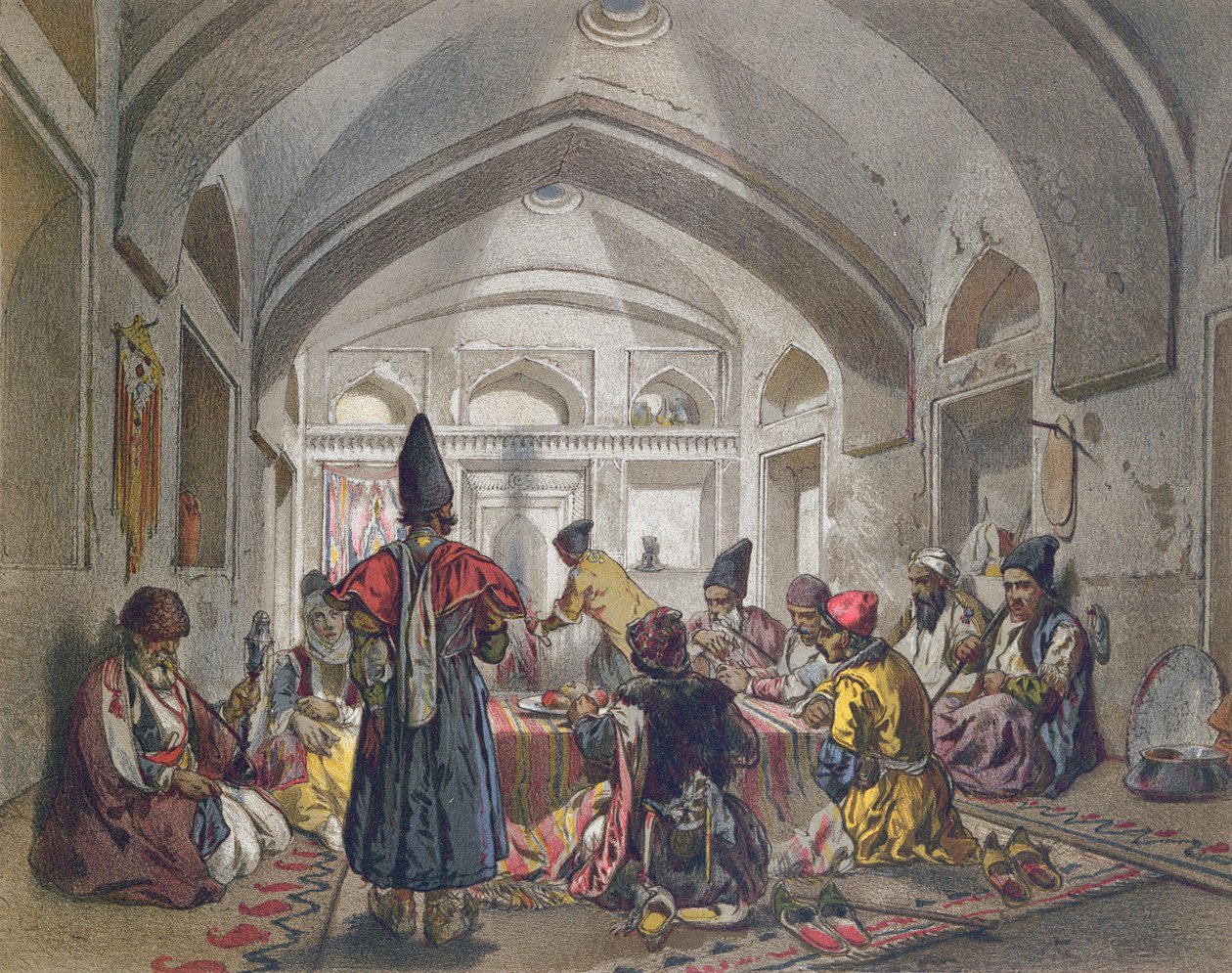 Interior of a Caravanserai in Persia, mid nineteenth century by French School