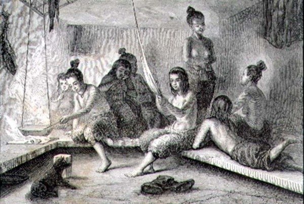 Interior of an Eskimo Hut in the 1860s by French School