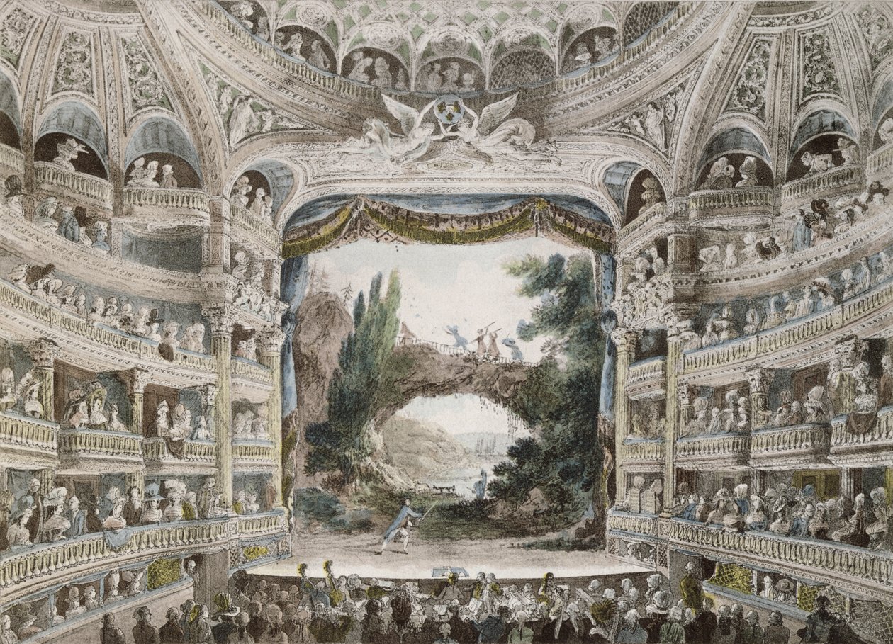Interior of the Comedie Francaise Theatre in 1791, after an original watercolour by French School