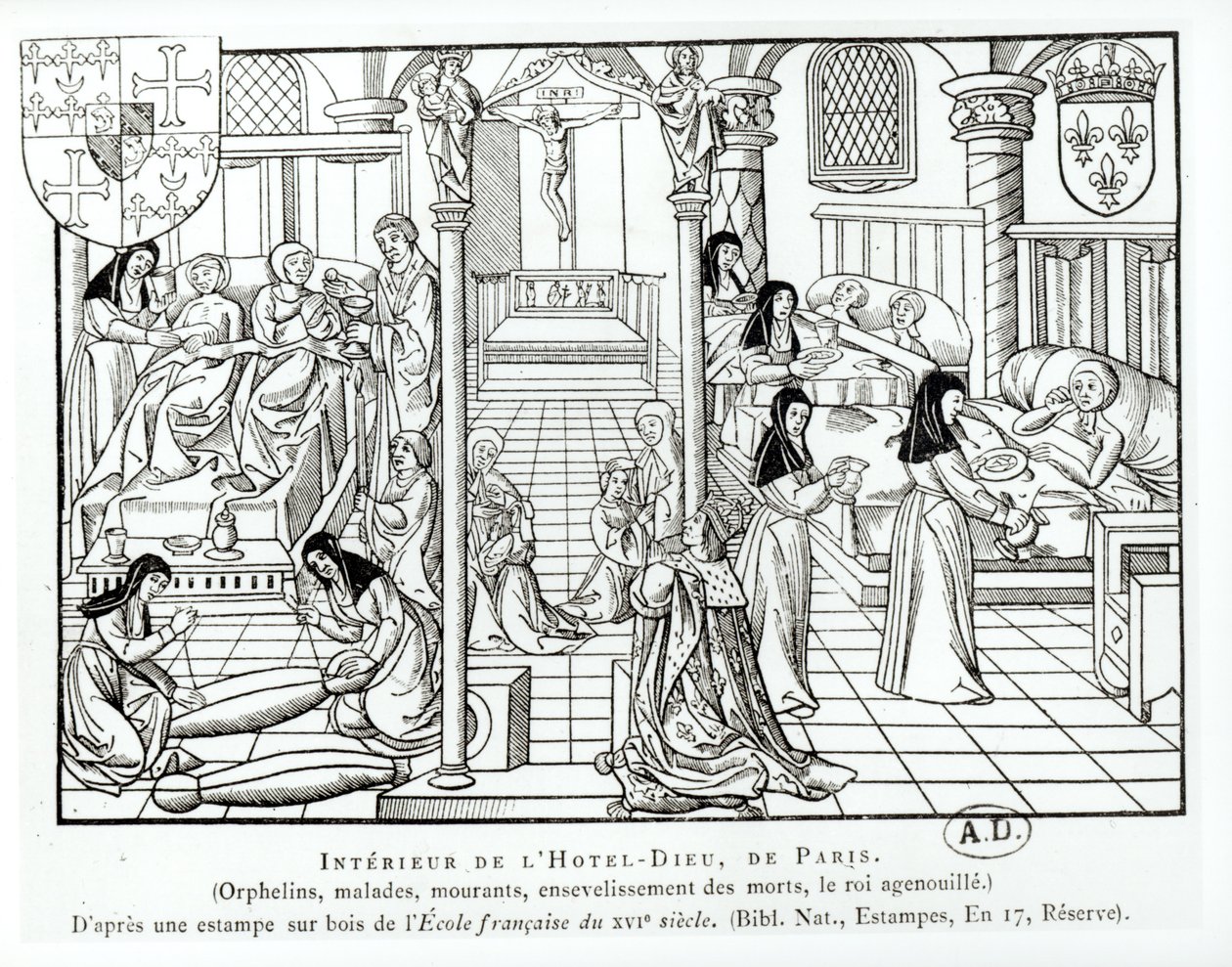 Interior of the Hotel Dieu hospital by French School