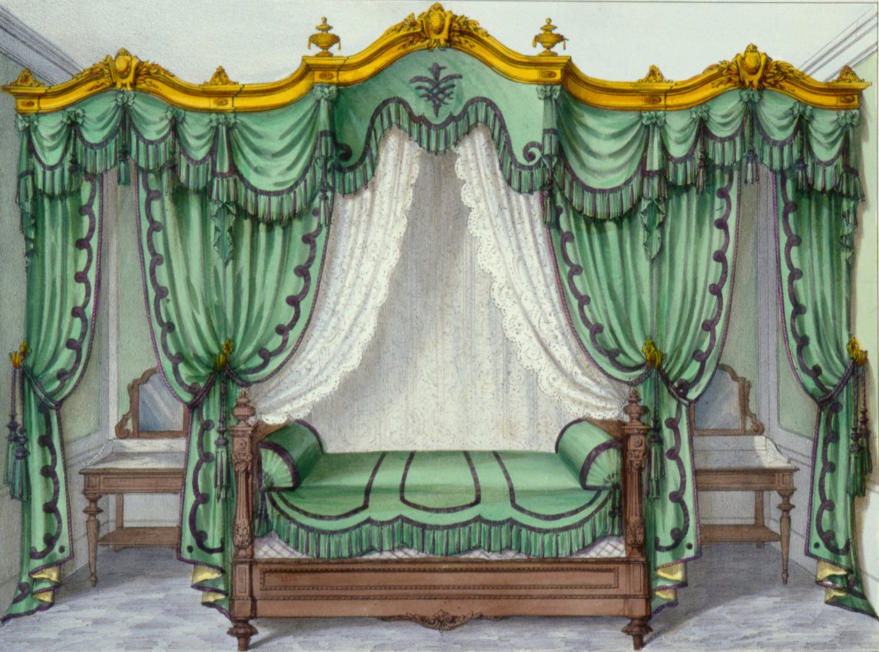 Interior showing furniture from a French periodical, 1850s by French School