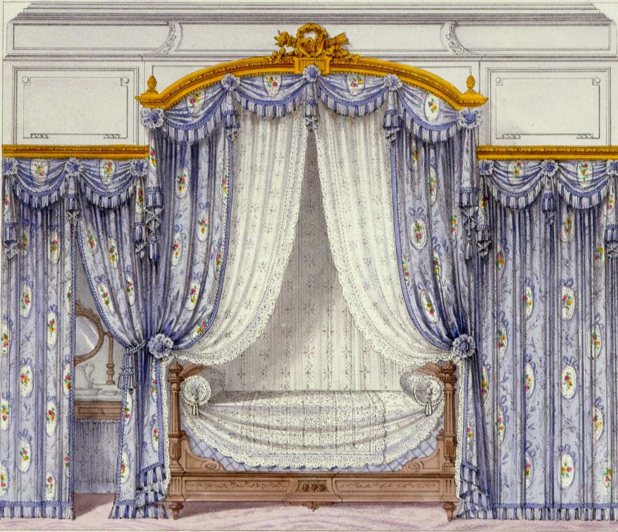 Interior showing furniture from a French periodical, 1850s by French School