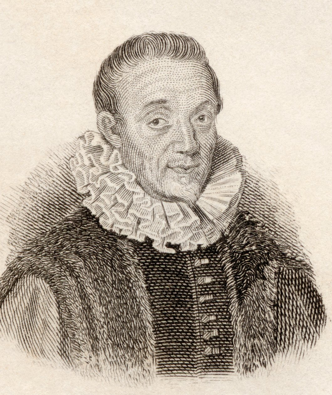 Jacques Auguste de Thou aka Thuanus, French historian, from Crabbes Historical Dictionary pub. 1825 by French School