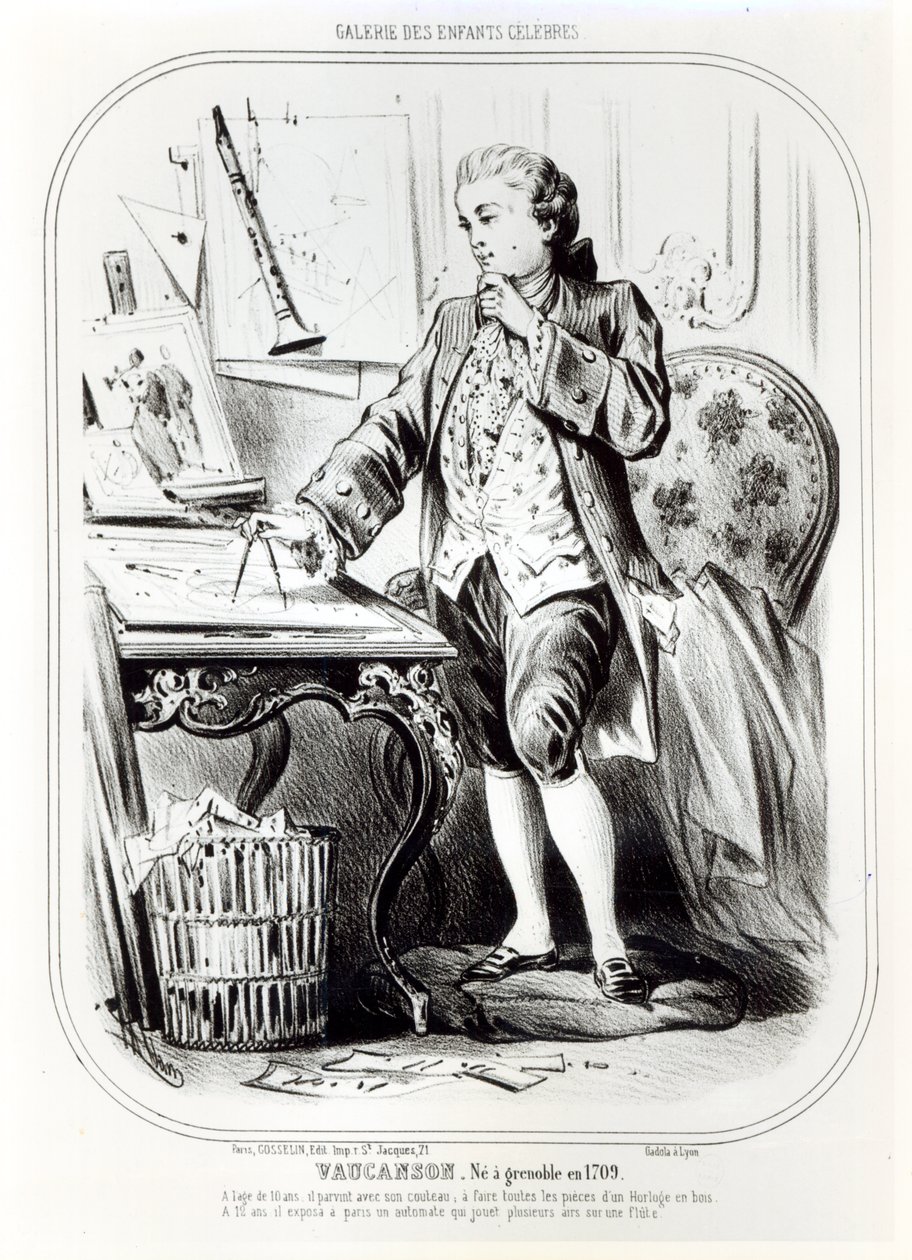Jacques de Vaucanson as a child, illustration from Galerie des Enfants Celebres by French School