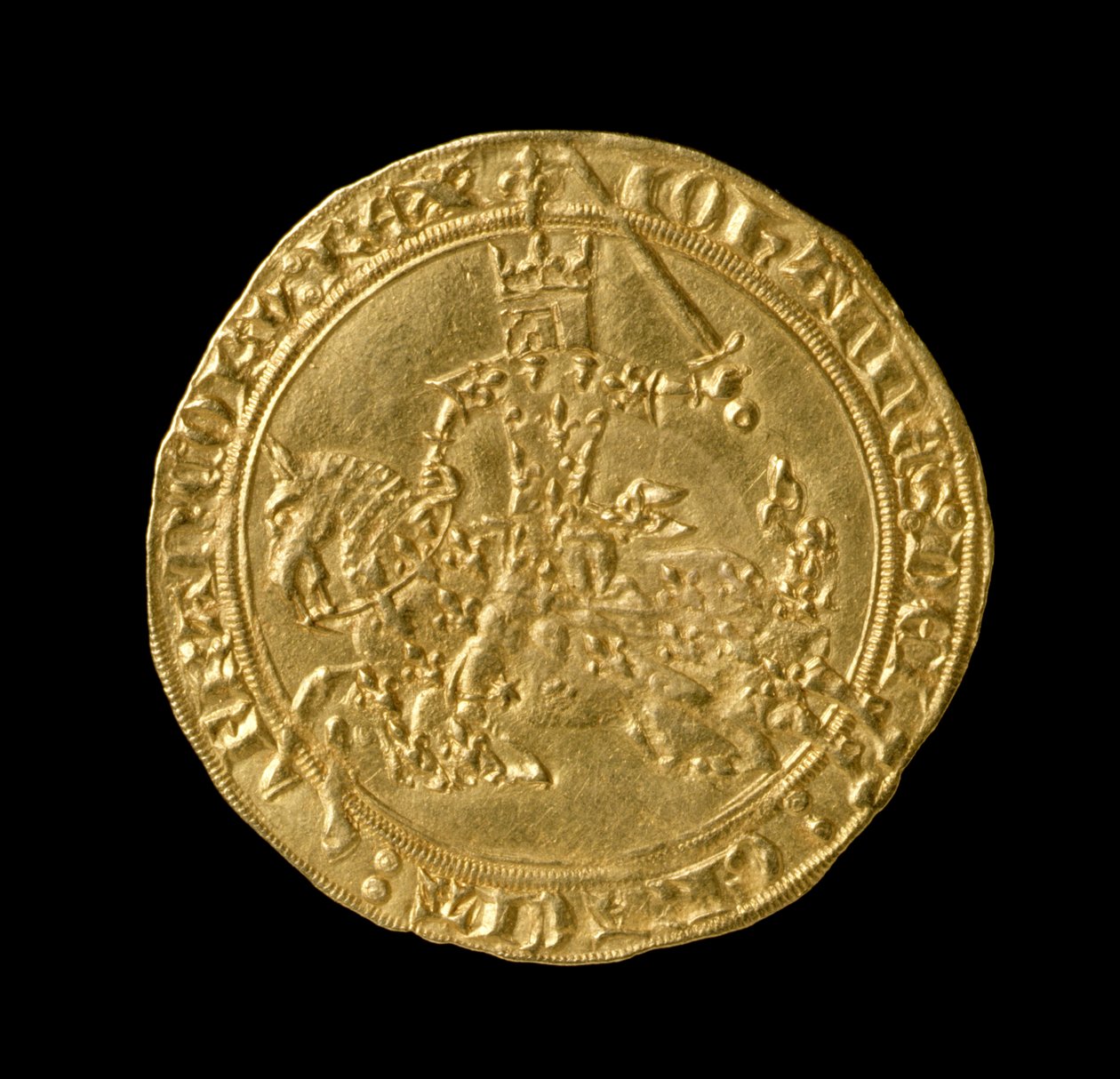 John II The Good (1319-64) King of France, Franc a Cheval, 1350-64 (obverse) by French School