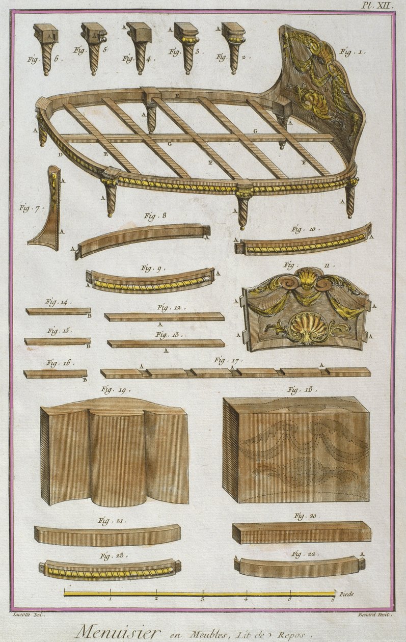 Joiner, a couch, illustration from the Encyclopedie des Sciences et Metiers by Denis Diderot engraved by Robert Benard published c.1770 by French School