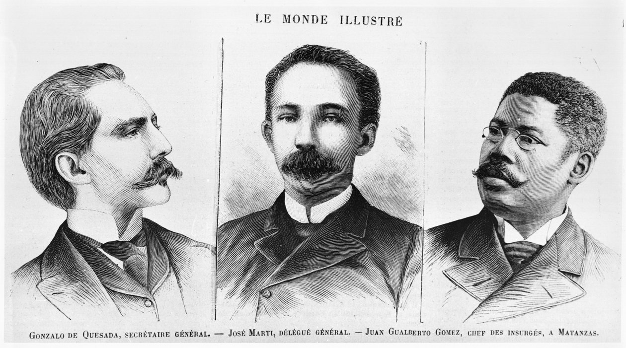 Jose Marti (1853-95), Gonzalo de Quesasa (1868-1915), Juan Gualberto Gomez (1854-1933), Illustration from Le Monde Illustre by French School